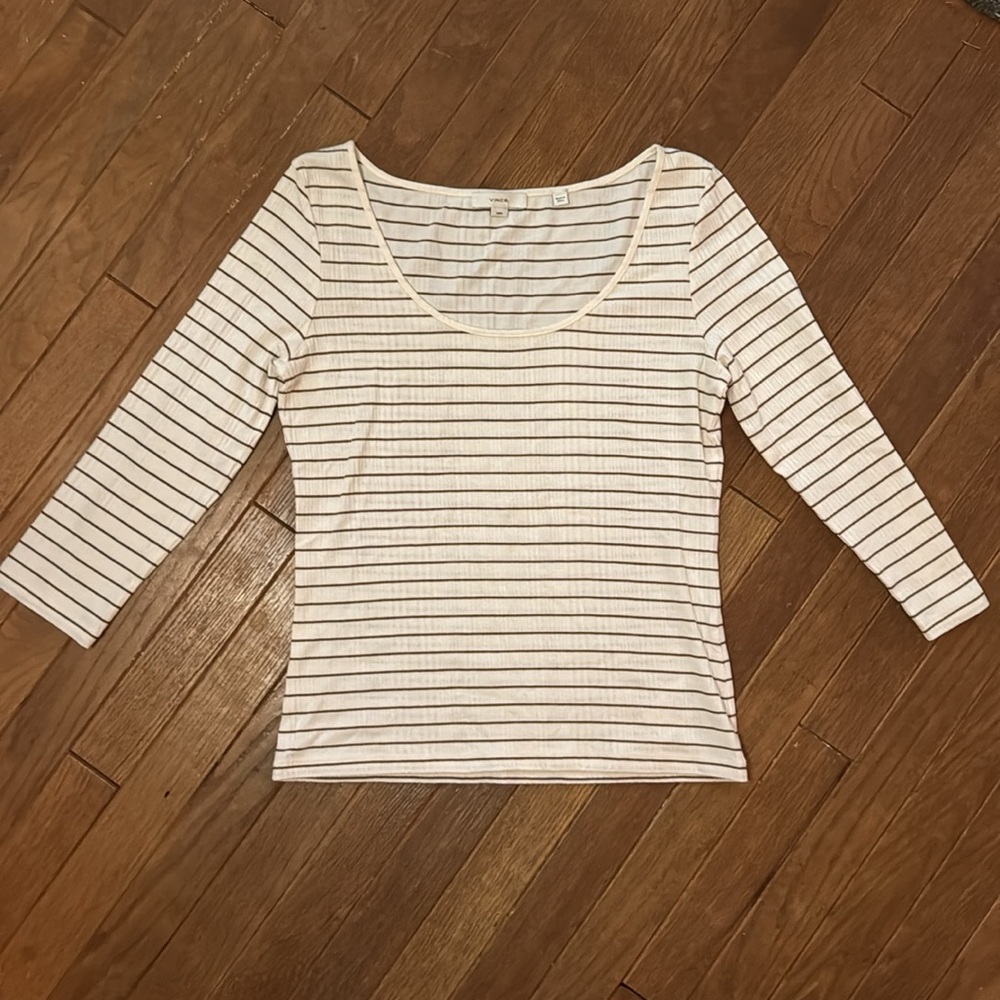 Vince striped scoop neck top